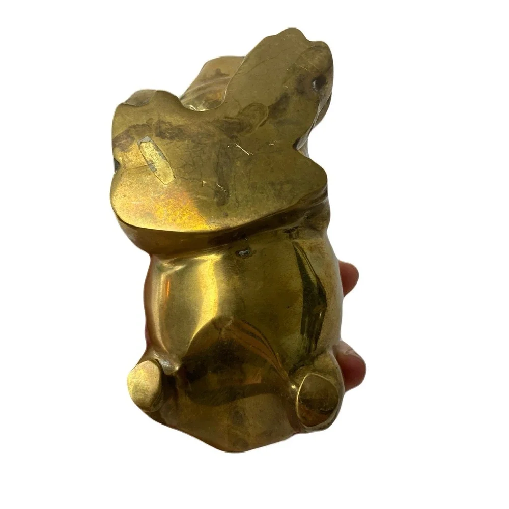 Vintage Solid Brass Pig w/ Piglets Paperweight Figurine 3